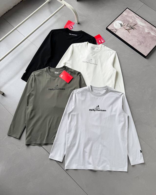 2025秋季新款Hh海丽汉森男子户外必备休闲速干长袖T恤！ 高品质面料制成的圆领长袖 ，面料整体轻量 质感 棉感速干型面料 让衣服更有立体感 活动时背部肩部超自