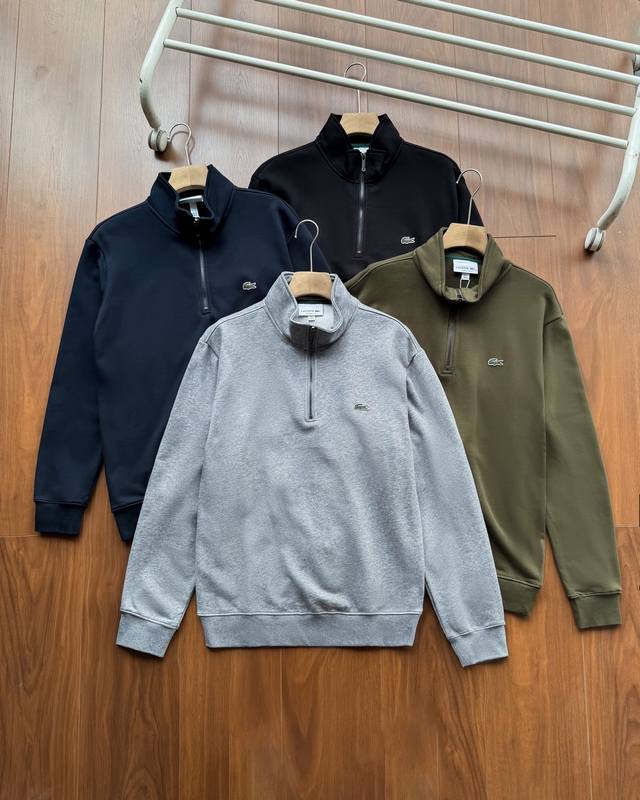 高品质 货号601 Lacoste 法国鳄鱼男款25秋冬新款时尚立领纯色卫衣 官网新款 高版本首选爆款全棉毛圈350克 经典款 简约款式 品质更高！ 面料柔软舒