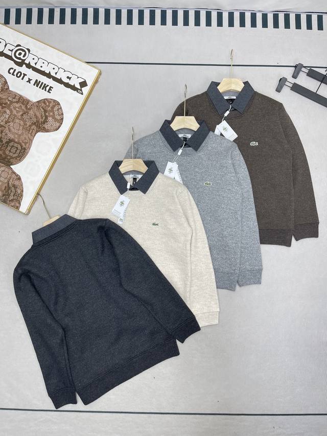 Lacoste 法国鳄鱼男士25S冬季新款加绒假两件衬衫领纯色毛衣 休闲商务假两件毛衣！ 绝对爆款！秋冬新款男英伦休闲毛衣！是鱼家每年必出的王牌产品 ！ 今年在