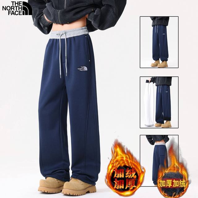 北面The North Face冬季新款，男女同款时尚加绒加厚保暖奥粒绒弯刀裤！休闲裤，情侣款男女同款宽松版型运动裤卫裤！休闲裤男士长裤子 情侣休闲裤，定制宽松