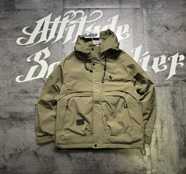 拉夫劳伦 Ralph Lauren Polo 刺绣三色工装棉服 面料采用多功能冲锋衣梭织布 版型立体硬挺 原版复刻 万针刺绣工艺 立体饱满 高密度 原版复刻 内