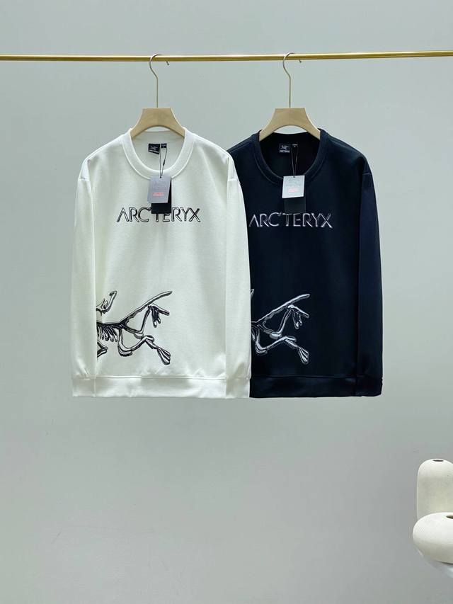 Arc‘Teryx 始祖鸟春秋圆领套头卫衣男简约长袖纯色泼墨艺术印花卫衣，男女情侣款！ 代购版本，高端延续，今天重中之重的大牛货！真的绝！ 经典品质华棉面料，柔