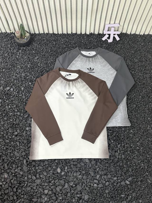 阿迪达斯 Adidas 三叶草经典撞色插肩袖圆领长袖男女同款 - 阿迪达斯三叶草插肩长袖T恤：复古与潮流的碰撞，舒适与型格的双生！当复古插肩设计邂逅阿迪达斯三叶