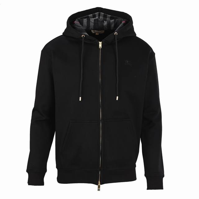 Burberry巴宝莉Bbr 战马格子帽拉链连帽外套 原版开发，采用 G Bbr专用定制全棉抓绒卫衣布料。搭配对比感法兰绒格纹连帽，抽绳处饰五金吊钟元素。 布料