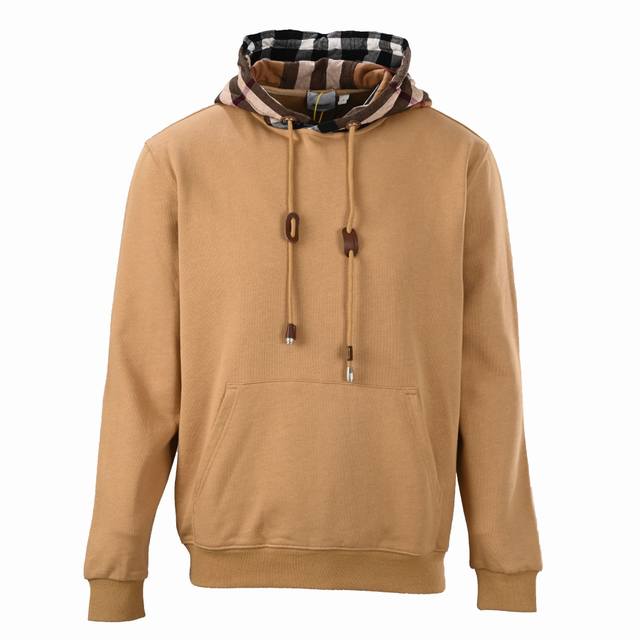 Burberry巴宝莉Bbr 拼接格子连帽卫衣 原版1V1开发，采用 Gbbr专用定制毛圈卫衣布料。表面做过手感处理。格子布100%粗纺全棉，纱支密，手感厚实。