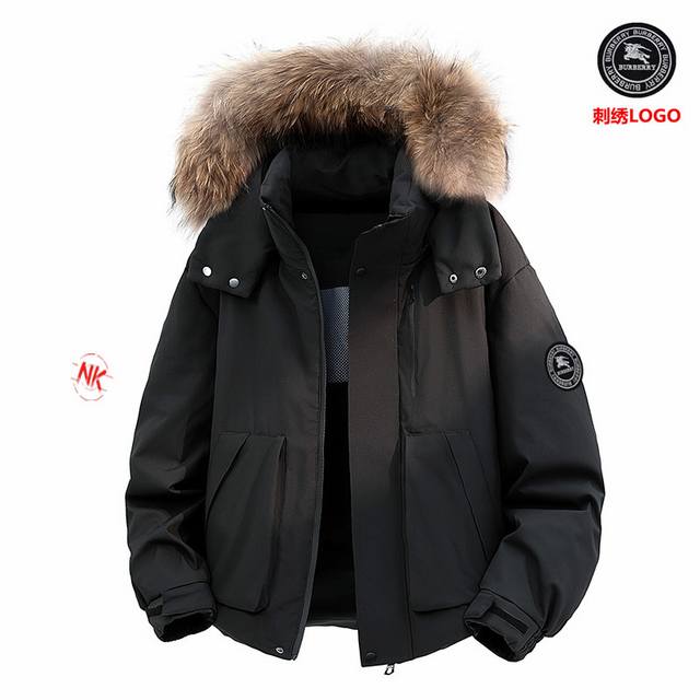 刺绣Logo 90白鸭绒 巴宝莉Burberry冬装外套冬季连帽棉衣男装潮牌情侣装中长款过膝羽绒服！羽绒服男短款潮牌渐变压胶立领外套保暖上衣！ 年终巨献 满满的