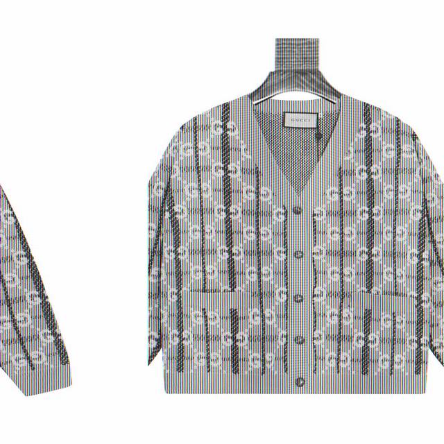 古驰 Gucci Logo提花开衫针织毛衣 这是意大利奢侈品牌古驰 Gucci 的一款针织开衫，设计特点如下： 品牌标识设计：满幅采用品牌标志性的双G图案，结合