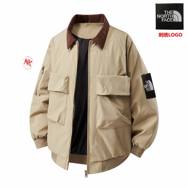 秋季上新 大码M-7Xl刺绣Logo 国际顶级奢侈品牌北面The North Face联名系列，海外秋季限定全新系列连帽冲锋衣防风立领夹克外套。 : 拼接风经典