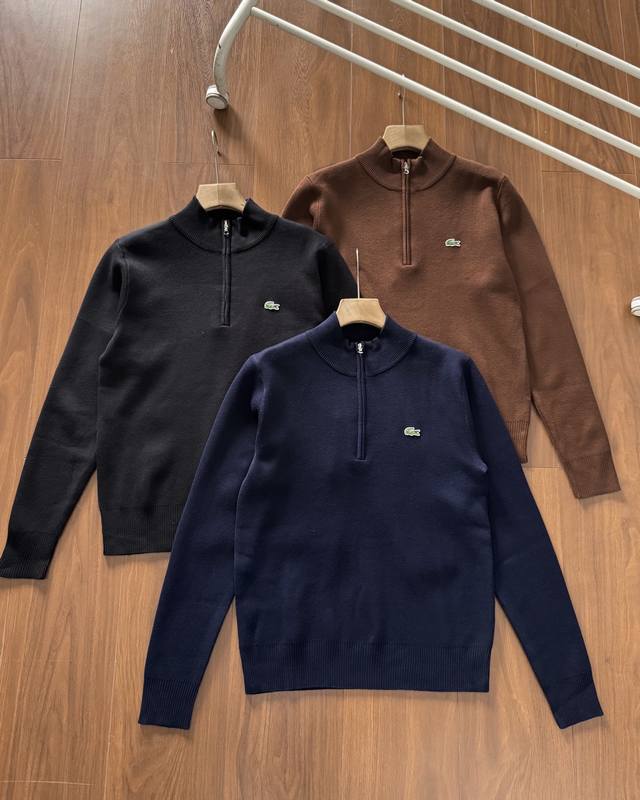 1:1高品质 Lacoste法国鳄鱼男装经典款四分之一拉链针织毛衣 官网新款 加厚品质款！尺码S-2Xl 颜色巨正 巨百搭 ！专柜面料版型打版！1:1定制！主打