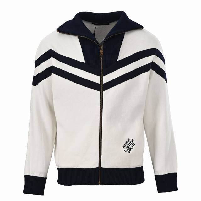 Louis Vuitton Lv 撞色拼接立领针织航海外套 正品21700购入开发，定染40支精梳棉棉纱，采用德国进口机 Soto 14针，进口刺绣，毛料酵洗，