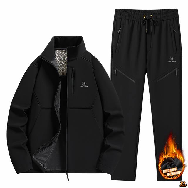 Arc’Teryx始祖鸟 独家实拍上新冬季高品质软壳冲锋衣套装户外加绒保暖夹克山系立领软壳衣开衫套装加绒保暖防寒服运动套装，本季主打，货源充足，放心主推，高端品
