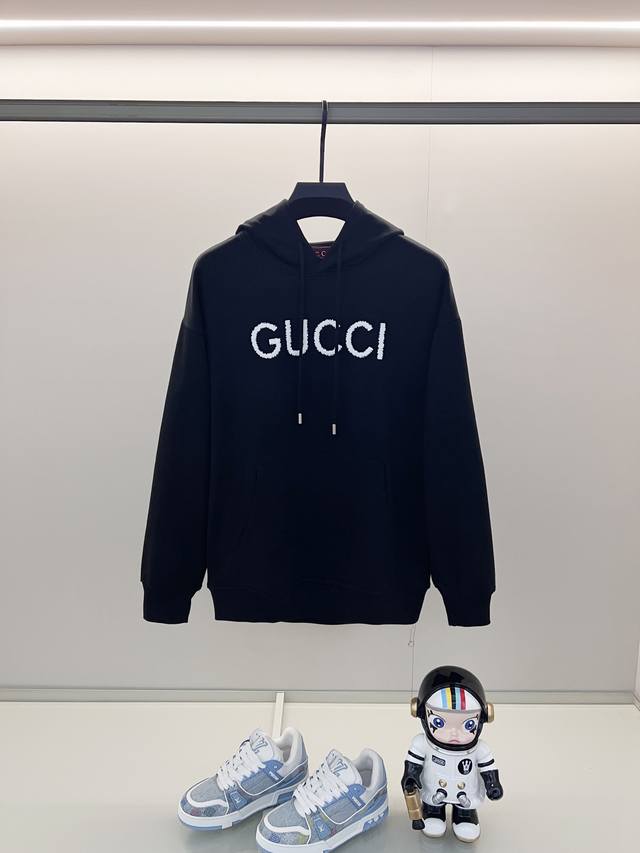 Gucci 古驰 420克纯棉连帽卫衣 经典胸前绣花品牌字母Logo工艺标识 官方同步 高版本 高品质 时尚个性 百搭潮流 纯原品质 原版面料 吊牌 领标 水洗