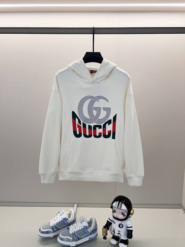 Gucci 古驰 420克纯棉连帽卫衣 Gg红绿拼色字母刺绣Logo工艺标识 官方同步 高版本 高品质 时尚个性 百搭潮流 纯原品质 原版面料 吊牌 领标 水洗