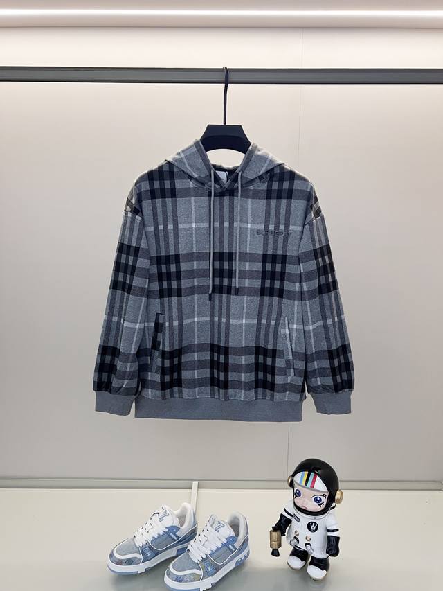 Burberry 巴宝莉 420克定制面料连帽卫衣 胸前微标字母刺绣Logo格纹工艺标识 官方同步 高版本 高品质 时尚个性 百搭潮流 纯原品质 原版面料 吊牌