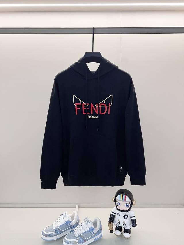 Fendi 芬迪 420克纯棉连帽卫衣 小怪兽眼睛刺绣字母Logo工艺 官方同步 高版本 高品质 时尚个性 百搭潮流 纯原品质 原版面料 吊牌 领标 水洗麦 三