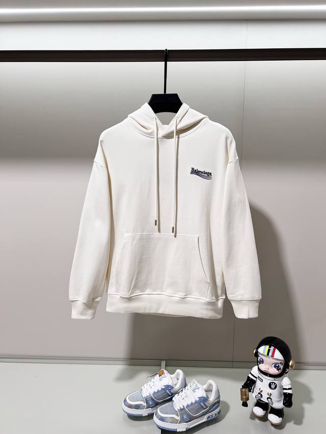 Balenciaga 巴黎世家420克纯棉连帽卫衣 经典前后幅可乐波浪字母Logo刺绣工艺 官方同步 1:1原版开模 时尚个性 百搭潮流 纯原品质 原版洗水面料