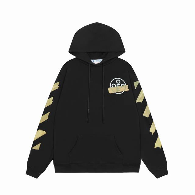 高版本Off-White C O Virgil Abloh 胶带箭头印花连帽卫衣，男女同款，经久不息的爆款。采用420G高克重纯棉毛圈面料，经过高温高压印花工艺