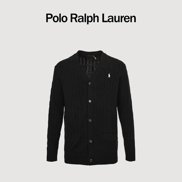 Ralph Lauren 拉夫劳伦 25Fw 刺绣小马标绞花针织毛衣开衫 胸口高密度百灵达万针刺绣，吊牌辅料全部还原原版。 面料采用进口纯棉纱线混纺羊毛，上身舒