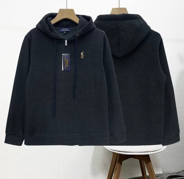 上新 Polo-Polo拉夫劳伦 长袖连帽卫衣，男女同款，金属标志精致低调还有小个性，面料表面格纹，有针织毛衣的感觉，通勤风各种场合都可以轻松驾驭，上身有型舒适