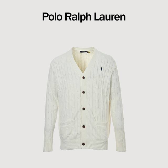 Ralph Lauren 拉夫劳伦 25Fw 刺绣小马标绞花针织毛衣开衫 胸口高密度百灵达万针刺绣，吊牌辅料全部还原原版。 面料采用进口纯棉纱线混纺羊毛，上身舒