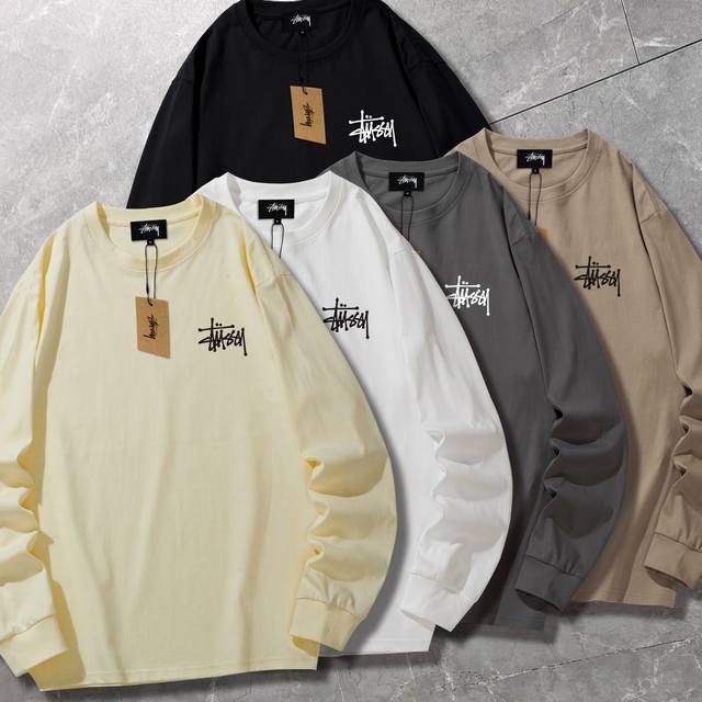 Stussy- 男装25秋季新款休闲纯棉舒适长袖T恤 高品质首选，经典帅气 简约干练的圆领设计，款式简单大方，超级百搭，不论是单穿还是内搭，都非常棒 260克纯