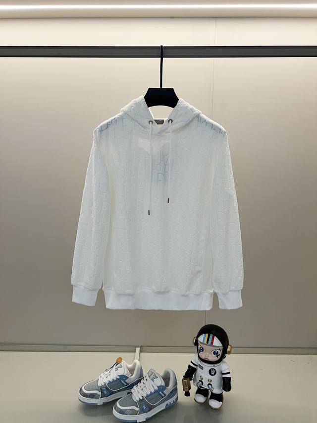 Dior 迪奥 420克定制提花面料连帽卫衣 经典款老花暗纹字母Logo提花标识 官方同步 高版本 高品质 时尚个性 百搭潮流 纯原品质 原版面料 吊牌 领标