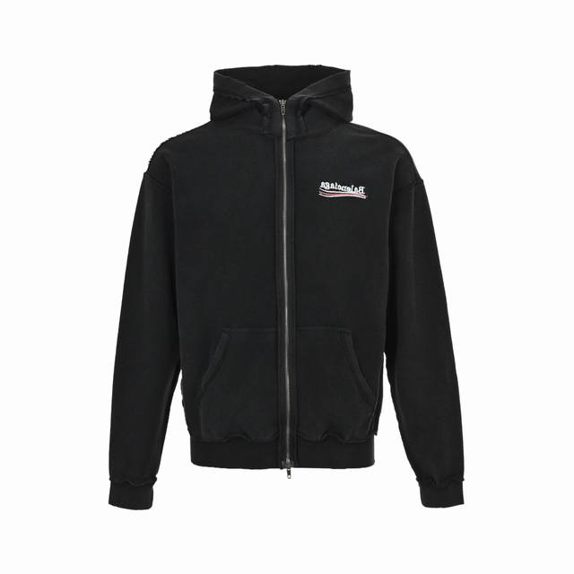 Balenciaga 巴黎世家 25Fw 可乐刺绣双面穿拉链连帽外套 采用订色订染毛圈纯棉卫衣面，450G双股双纱，手感舒适 进口针织针梳棉进行制作，厚度适中，