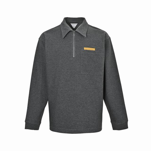Bottega Veneta葆蝶家Bv纯色半拉链编织口袋Polo长袖 原版7900购入，布料采用 G双纱全棉面料，按原版比例混纺，双层面料中间可形成空气层增强保