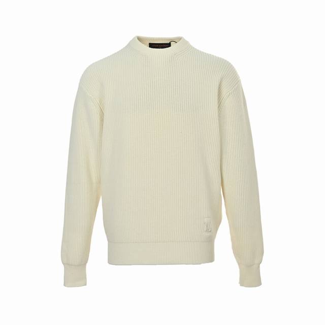 Louis Vuitton 路易威登 25Fw 刺绣标识圆领毛衣 面料采用30%羊毛，20%羊绒，50%棉。混纺毛纱。该款毛料织出成品版型偏为立体，整体效果为更