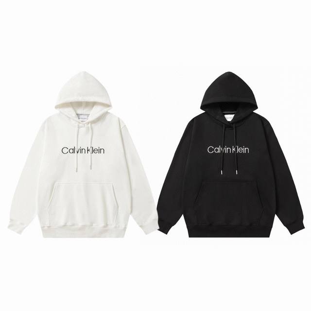 Calvin Klein Ck 经典全拼字母Logo刺绣情侣连帽卫衣-原版代购品质 Color：黑色 白色 Size：S M L Xl Number ： 907