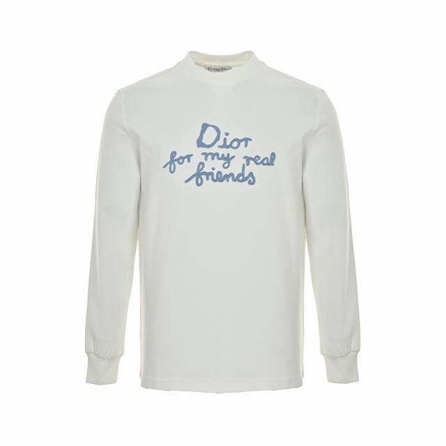 Dior 迪奥 标语刺绣长袖T恤 定织定染 水洗柔滑长绒棉、克重310克、最新专柜款，打底衫长袖 这款 长袖T 恤展示来自 Dior And Hylton Ne