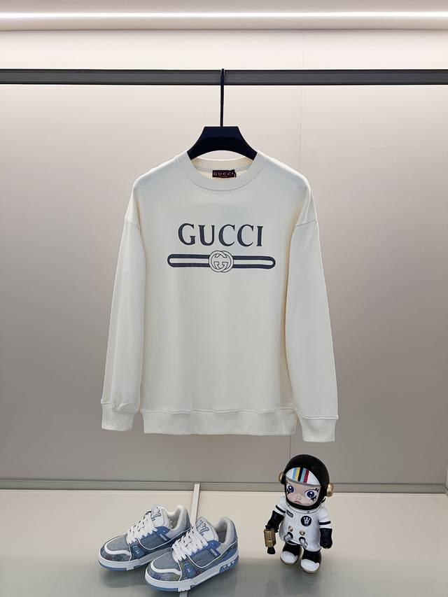 Gucci 古驰 420克纯棉圆领卫衣 经典品牌腰带字母Logo印花工艺标识 官方同步 高版本 高品质 时尚个性 百搭潮流 纯原品质 原版面料 吊牌 领标 水洗