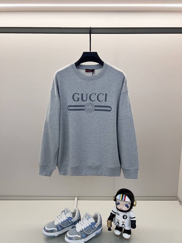 Gucci 古驰 420克纯棉圆领卫衣 经典品牌腰带字母Logo印花工艺标识 官方同步 高版本 高品质 时尚个性 百搭潮流 纯原品质 原版面料 吊牌 领标 水洗