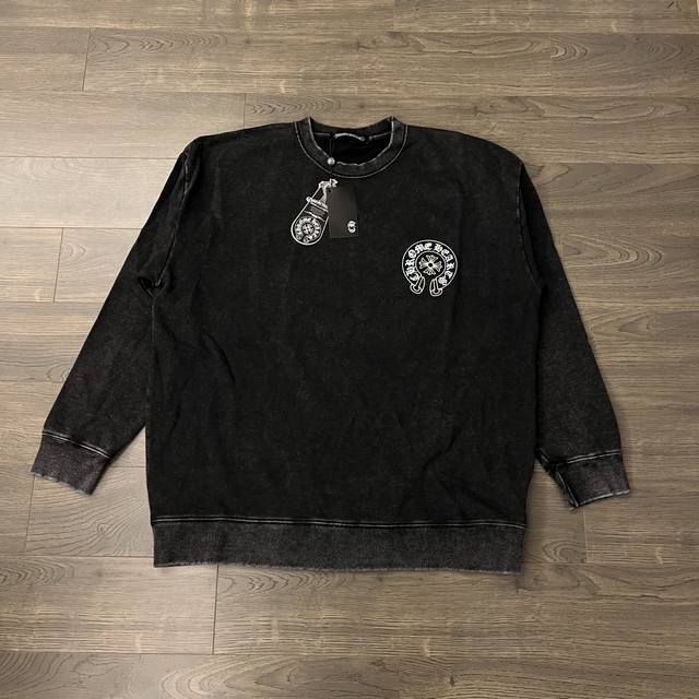 Chrome Hearts Ch 克罗心 炫彩十字架印花做旧情侣圆领卫衣-顶级版本 Color：做旧黑 Size：S M L Xl Number：2500 独家