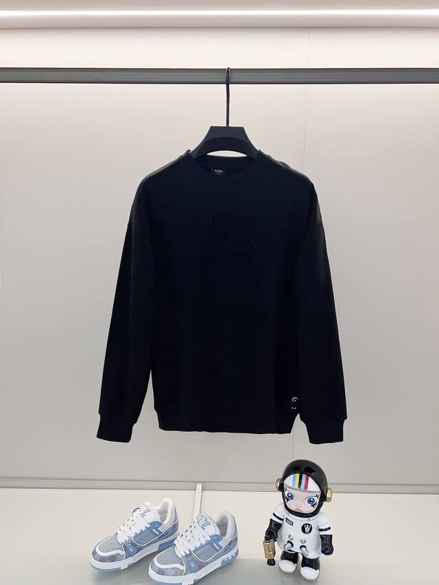 Fendi 芬迪 420克纯棉圆领卫衣 简约标识字母Ff立体压花Logo工艺 官方同步 高版本 高品质 时尚个性 百搭潮流 纯原品质 原版面料 吊牌 领标 水洗