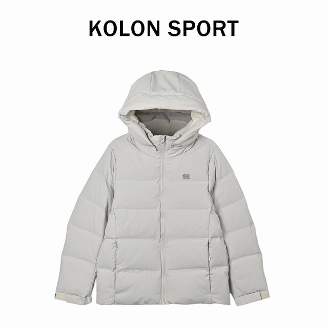 可隆Kolon Sport Ss25 高端商务系列 户外防风防水加厚保暖拉链连帽长袖鹅绒羽绒服 男女同款 黑色 浅灰 御寒于形，从容于心 在都市与自然的交汇处，