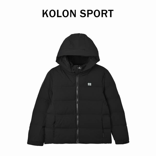 可隆Kolon Sport Ss25 高端商务系列 户外防风防水加厚保暖拉链连帽长袖鹅绒羽绒服 男女同款 黑色 浅灰 御寒于形，从容于心 在都市与自然的交汇处，