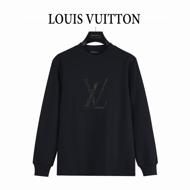 Louisvuitton 路易威登25Fw 大Logo串珠榻榻米刺绣长袖T恤 定织定染 水洗柔滑长绒棉、克重310克、最新专柜款，打底衫长袖 本款T恤以串珠刺绣