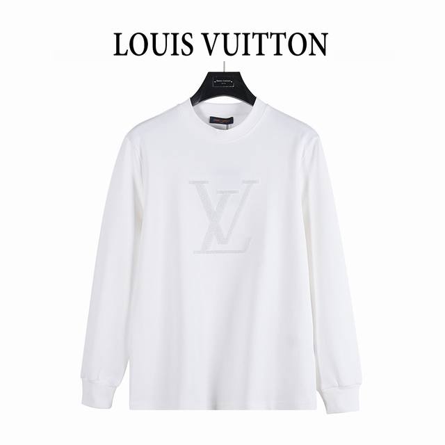Louisvuitton 路易威登25Fw 大Logo串珠榻榻米刺绣长袖T恤 定织定染 水洗柔滑长绒棉、克重310克、最新专柜款，打底衫长袖 本款T恤以串珠刺绣