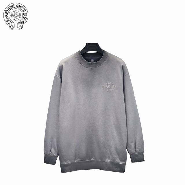 Chrome Hearts 克罗心 25Fw渐变烫钻圆领卫衣 采用订色订染毛圈纯棉卫衣面，420G双股双纱，手感舒适 进口针织针梳棉进行制作，厚度适中，有垂感又