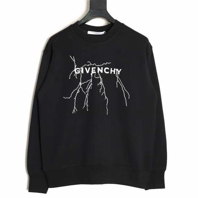 Givenchy 纪梵希 25Fw 闪电印花圆领卫衣 480G高级精梳棉面料 专柜领标 代购级白色厚板吊牌 原版吊粒 前后都是立体发泡印花 层次感很强 男女同款