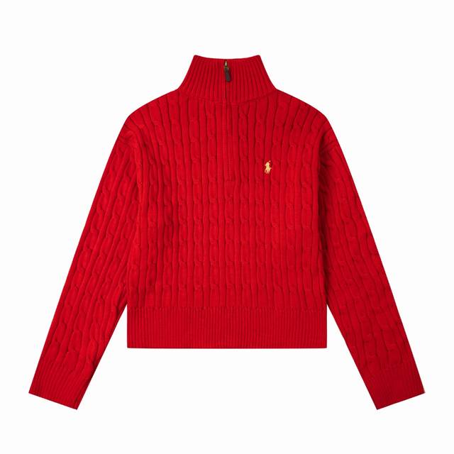 7色 拉夫劳伦-半拉链短款毛衣长袖 女款 颜色：白色 卡其色 藏青色 灰色 雾霾蓝 红色 咖啡色 尺码：S M L Xl 款号：L102