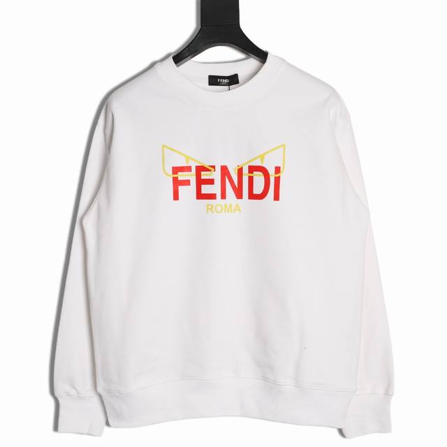 Fendi 芬迪 25Fw 黄眼睛圆领卫衣 480G高级精梳棉面料 专柜领标 代购级白色厚板吊牌 原版吊粒 前后都是立体发泡印花 层次感很强 男女同款 情侣款