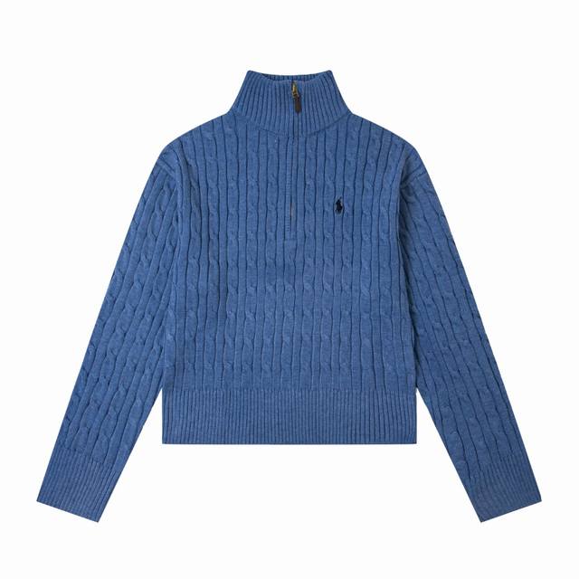 7色 拉夫劳伦-半拉链短款毛衣长袖 女款 颜色：白色 卡其色 藏青色 灰色 雾霾蓝 红色 咖啡色 尺码：S M L Xl 款号：L102