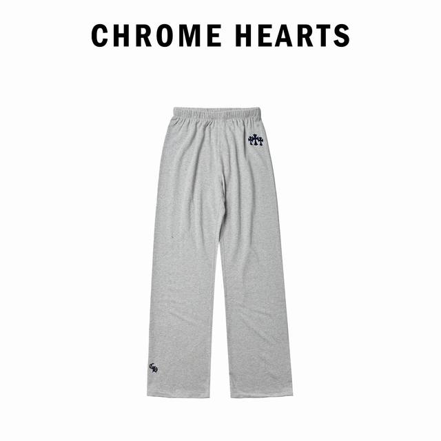 Chromehearts克罗心｜植绒工艺宽松直筒长裤 2025秋冬新款刺绣松紧带休闲裤，专柜定制面料采用400克高版毛圈面料，透气舒适度高，细节无可挑剔，不起球