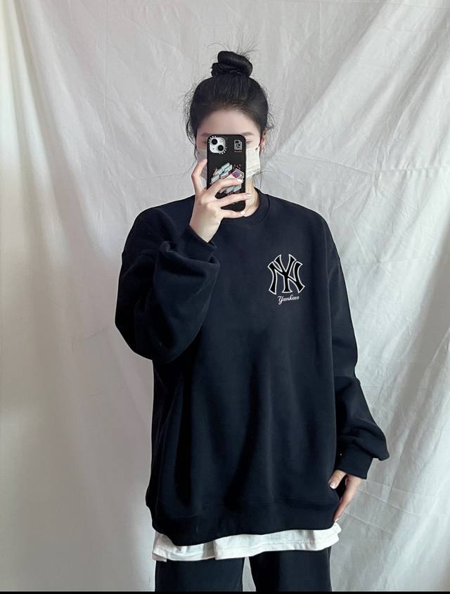 银狐绒加厚 Mlb Yankees- Ny 倾斜大标冬季加绒加厚圆领卫衣 高端冬季加绒卫衣系列 本款甄选530G银狐绒加厚面料 区别市场便宜货200G低廉单薄品