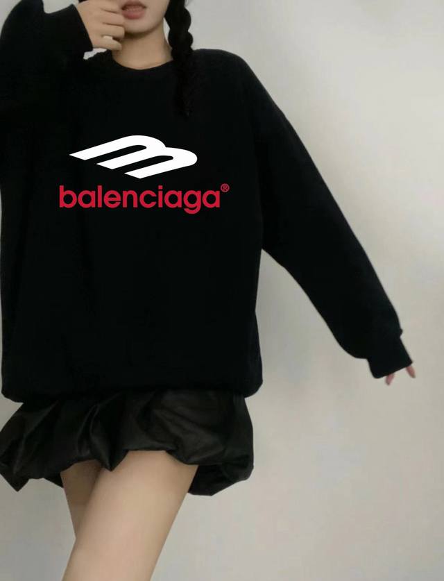 银狐绒加厚 Balenciaga巴黎世家冬季加绒加厚圆领卫衣 高端冬季加绒卫衣系列 本款甄选530G银狐绒加厚面料 区别市场便宜货200G低廉单薄品质 软糯亲肤
