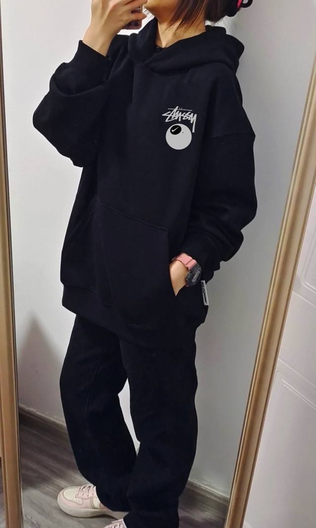 银狐绒加厚 Stussy X Nike斯图西联名耐克冬季加绒加厚连帽卫衣 高端冬季加绒卫衣系列 甄选530G银狐绒加厚面料 区别市场便宜货200G低廉单薄品质