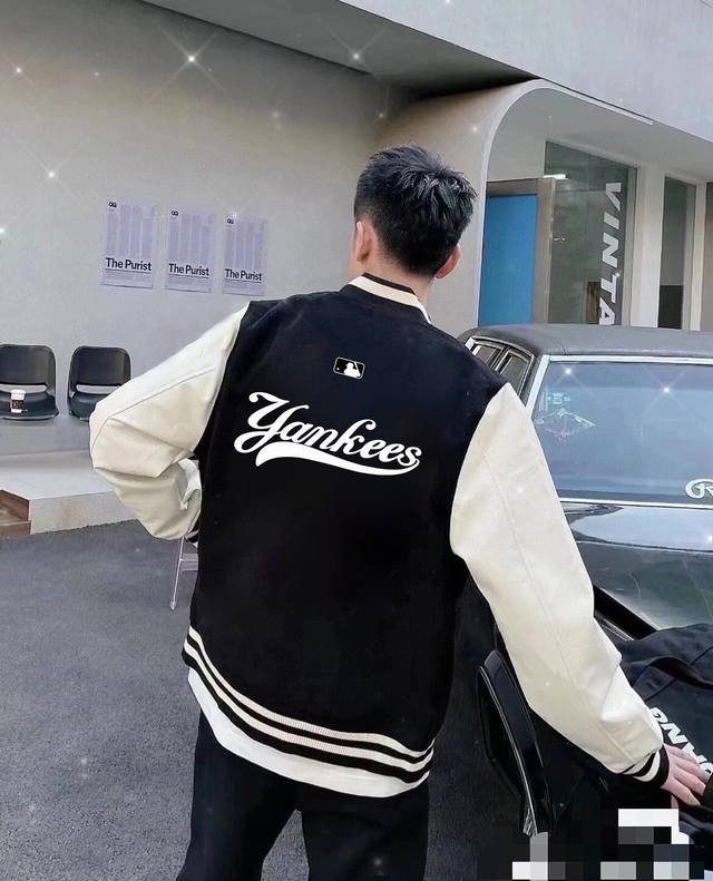 Mlb Yankees-Ny春秋季宽松夹克棒球服外套 官网发售｜超强版型｜男女同款 精选垂感一流复合双层南韩丝高级面料 手感超棒 丝滑垂坠 质感高级一眼万年春季