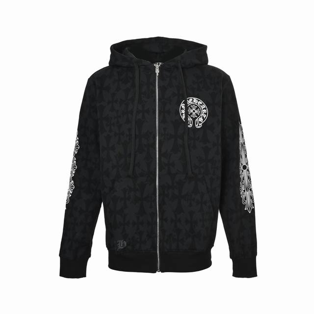 Chrome Hearts 克罗心 25Fw 暗纹满印拉链外套 高克重高密度高品质 毛料柔软细腻亲肤 触感软糯丝滑 保暖性亲肤性极佳 定织定染无色差 无论面料还